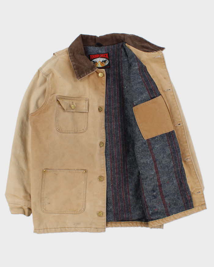 Vintage 1990s Tough Duck Blanket Lined Distressed Tan Workwear Jacket - S