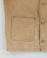 Vintage 1990s Tough Duck Blanket Lined Distressed Tan Workwear Jacket - S