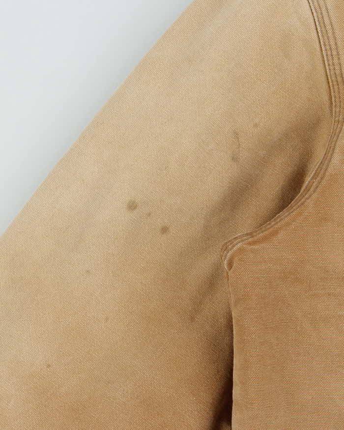 Vintage 1990s Tough Duck Blanket Lined Distressed Tan Workwear Jacket - S