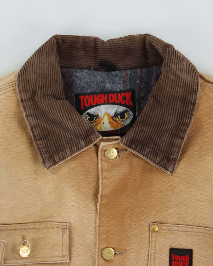 Vintage 1990s Tough Duck Blanket Lined Distressed Tan Workwear Jacket - S