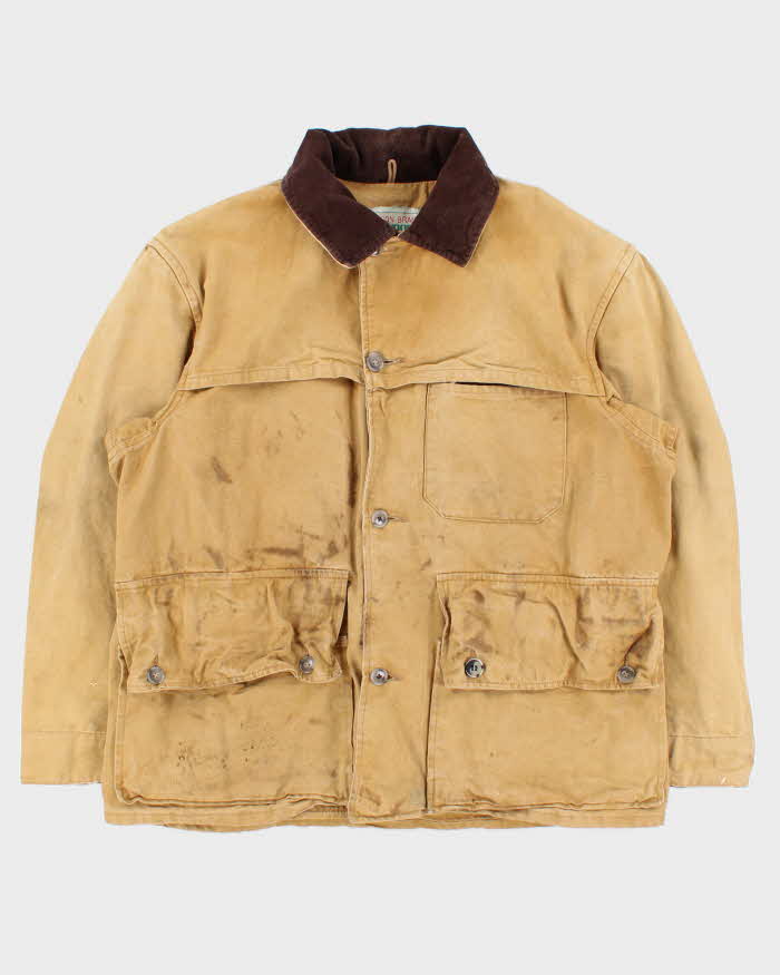 Vintage 1970s Falcon Woods Distressed Tan Hunting Field Jacket - M