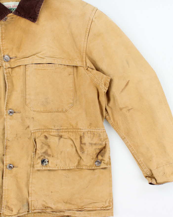 Vintage 1970s Falcon Woods Distressed Tan Hunting Field Jacket - M