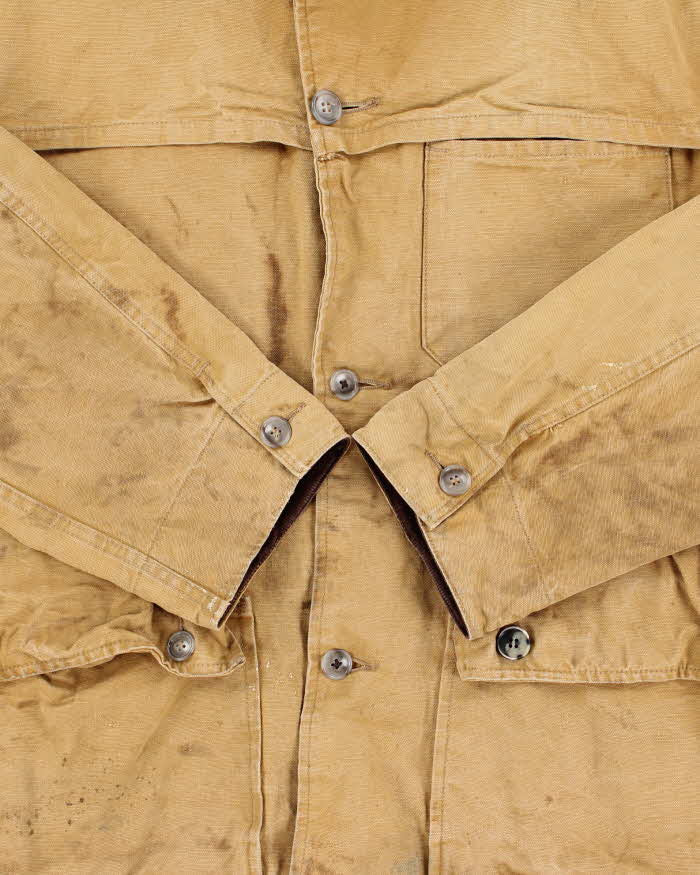 Vintage 1970s Falcon Woods Distressed Tan Hunting Field Jacket - M