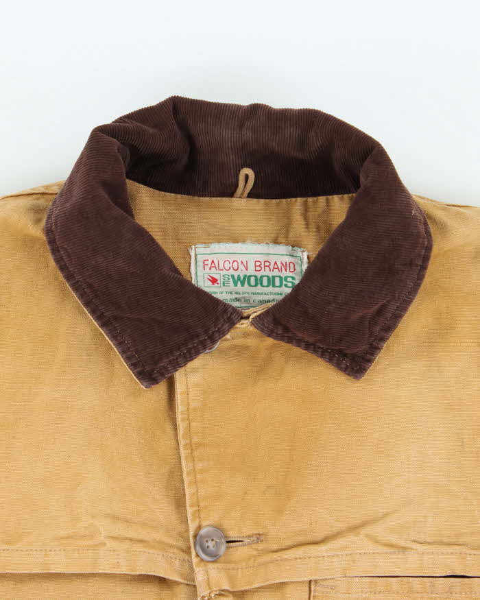 Vintage 1970s Falcon Woods Distressed Tan Hunting Field Jacket - M