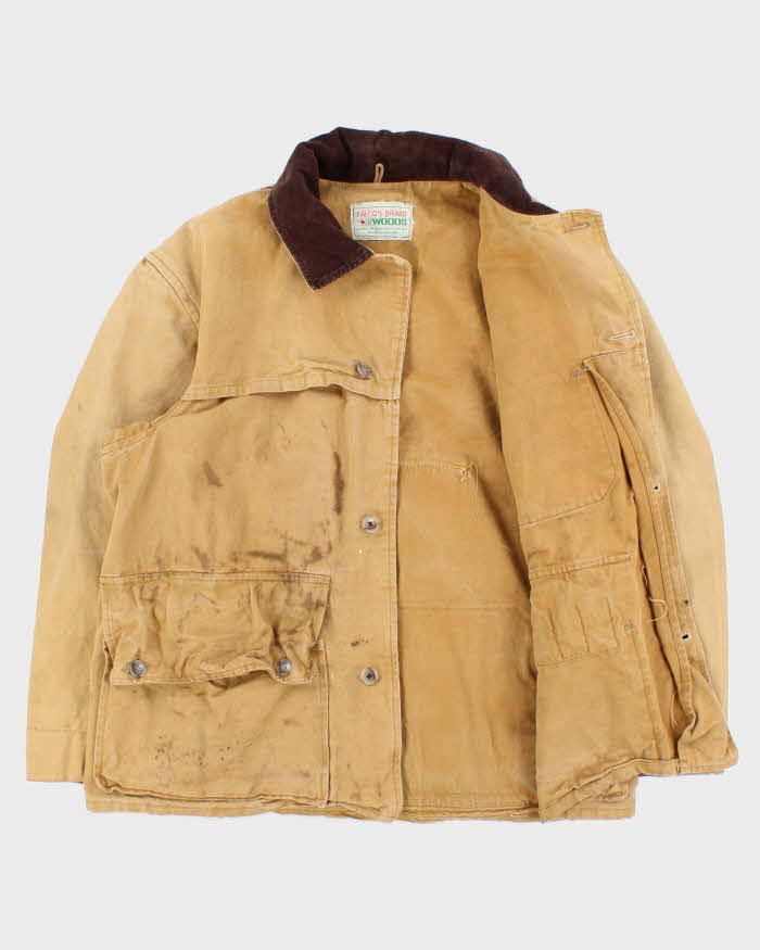 Vintage 1970s Falcon Woods Distressed Tan Hunting Field Jacket - M