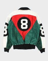 Vintage 1990s 8 Ball Suede &amp; Leather Bomber Jacket - M