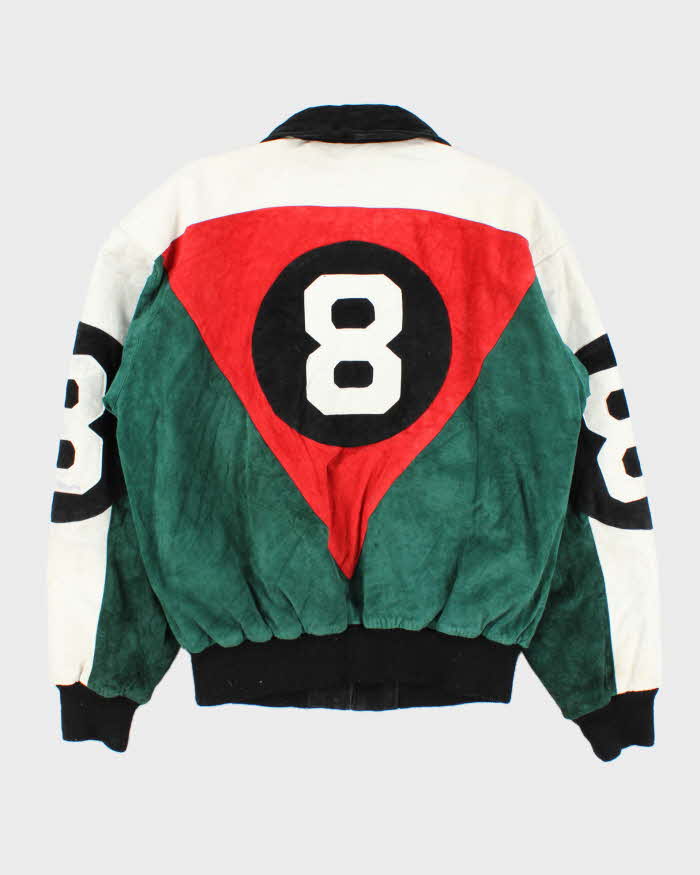 Vintage 1990s 8 Ball Suede &amp; Leather Bomber Jacket - M