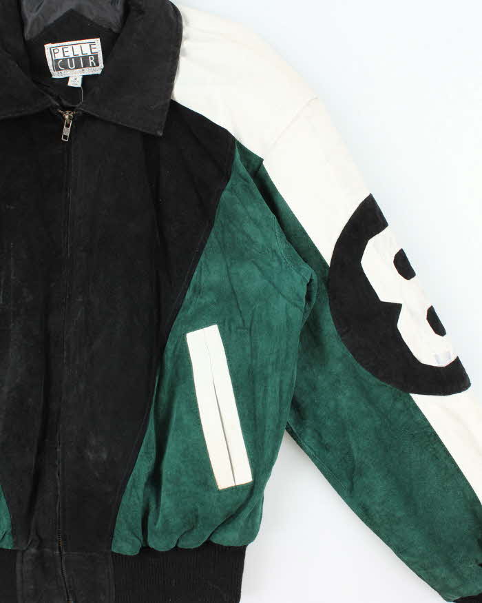 Vintage 1990s 8 Ball Suede &amp; Leather Bomber Jacket - M