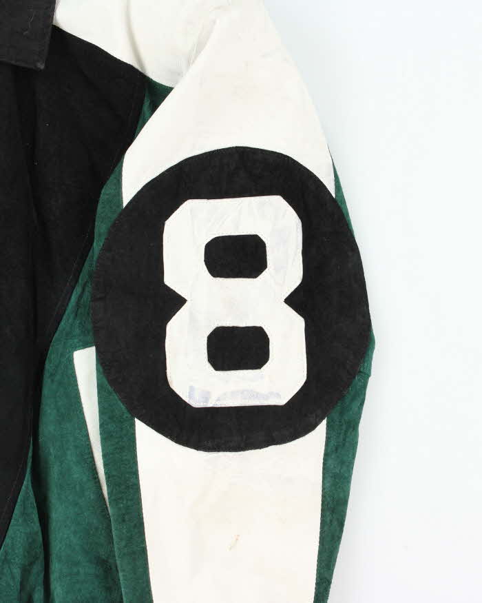 Vintage 1990s 8 Ball Suede &amp; Leather Bomber Jacket - M
