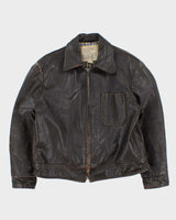 Vintage 1980s Peerless Garments Blanket Lined Distressed Boxy Leather Jacket - M