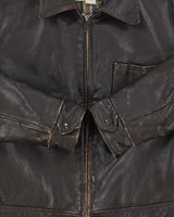 Vintage 1980s Peerless Garments Blanket Lined Distressed Boxy Leather Jacket - M
