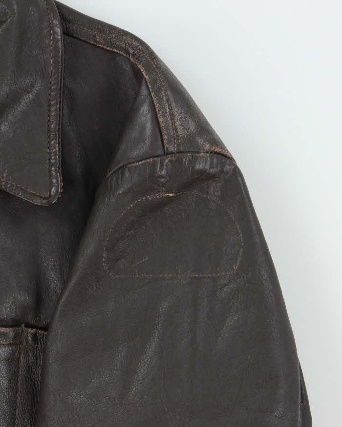 Vintage 1980s Peerless Garments Blanket Lined Distressed Boxy Leather Jacket - M