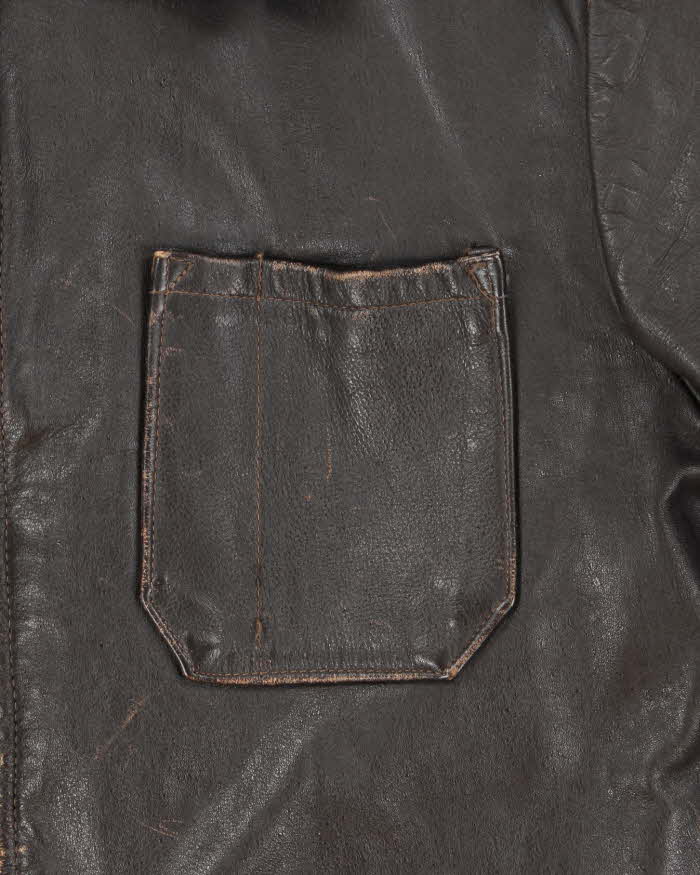 Vintage 1980s Peerless Garments Blanket Lined Distressed Boxy Leather Jacket - M