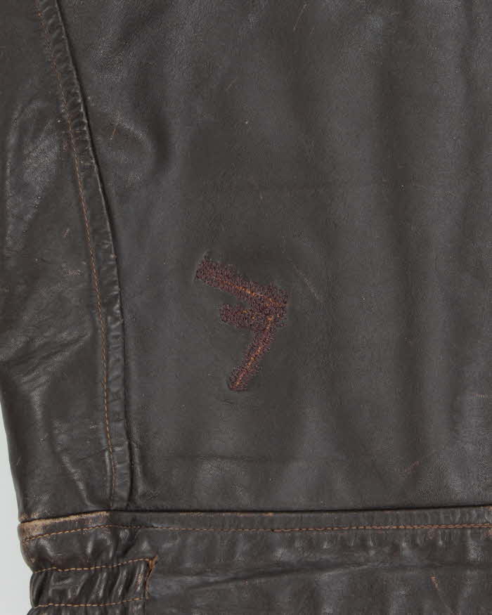Vintage 1980s Peerless Garments Blanket Lined Distressed Boxy Leather Jacket - M