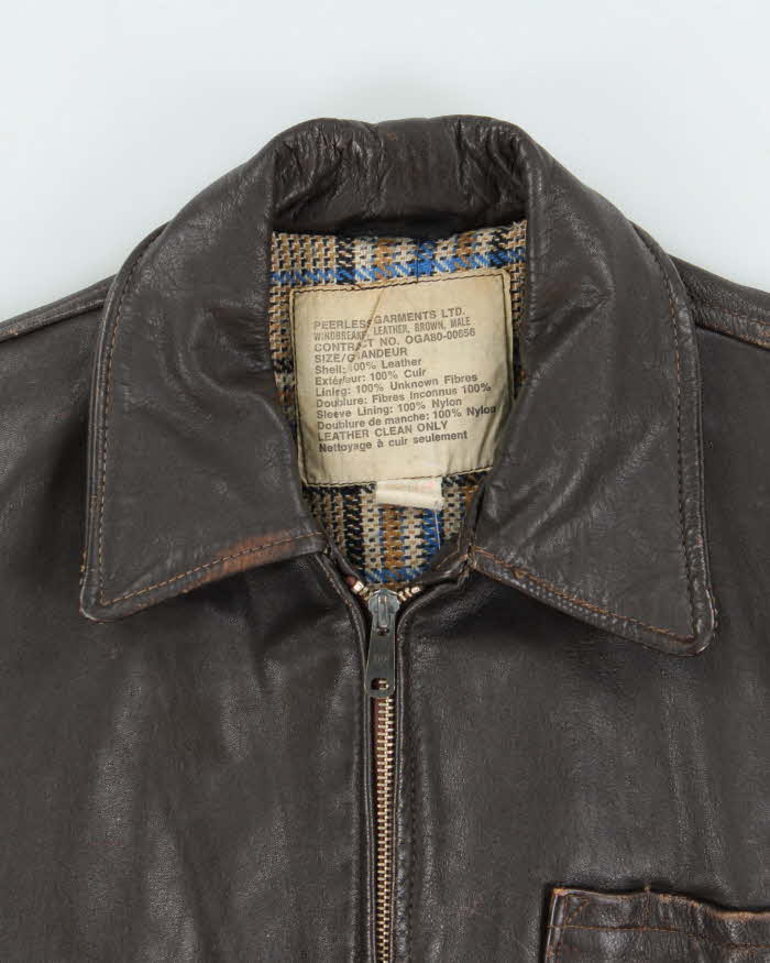 Vintage 1980s Peerless Garments Blanket Lined Distressed Boxy Leather Jacket - M