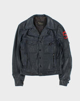 Vintage 1970s Athen's Navy Snap Button Leather Jacket - S