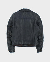 Vintage 1970s Athen's Navy Snap Button Leather Jacket - S