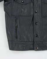 Vintage 1970s Athen's Navy Snap Button Leather Jacket - S