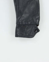 Vintage 1970s Athen's Navy Snap Button Leather Jacket - S