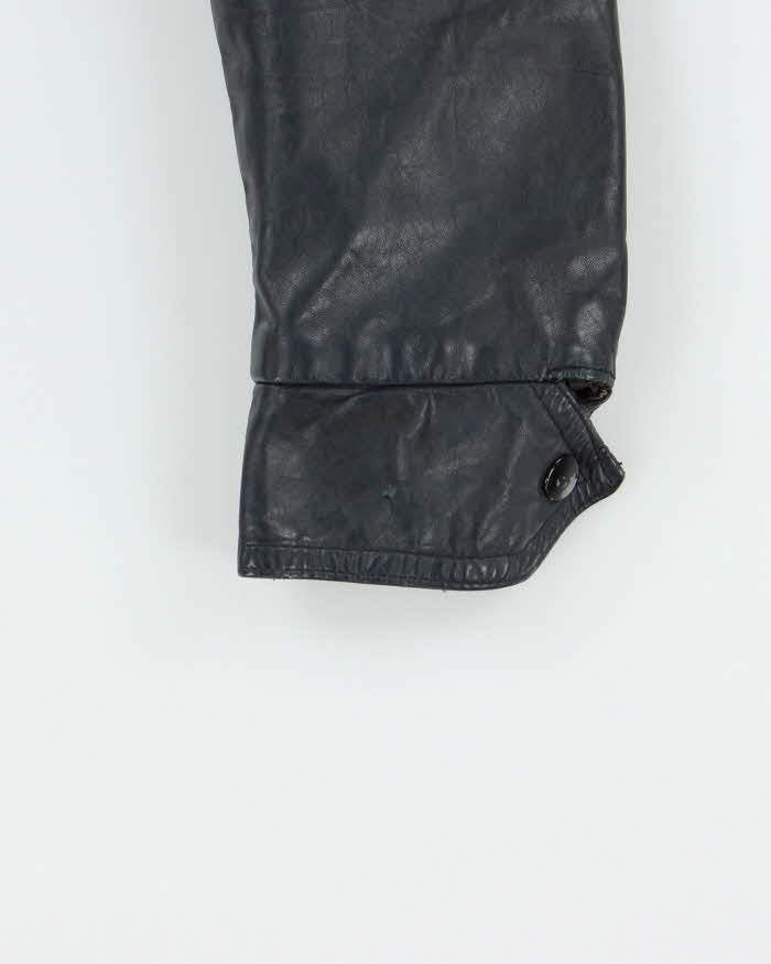 Vintage 1970s Athen's Navy Snap Button Leather Jacket - S