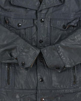 Vintage 1970s Athen's Navy Snap Button Leather Jacket - S