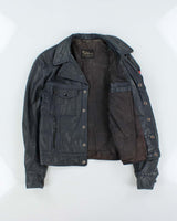 Vintage 1970s Athen's Navy Snap Button Leather Jacket - S