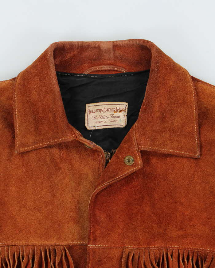 Vintage 1960s Western Leather Wear Suede Tassel Jacket - L