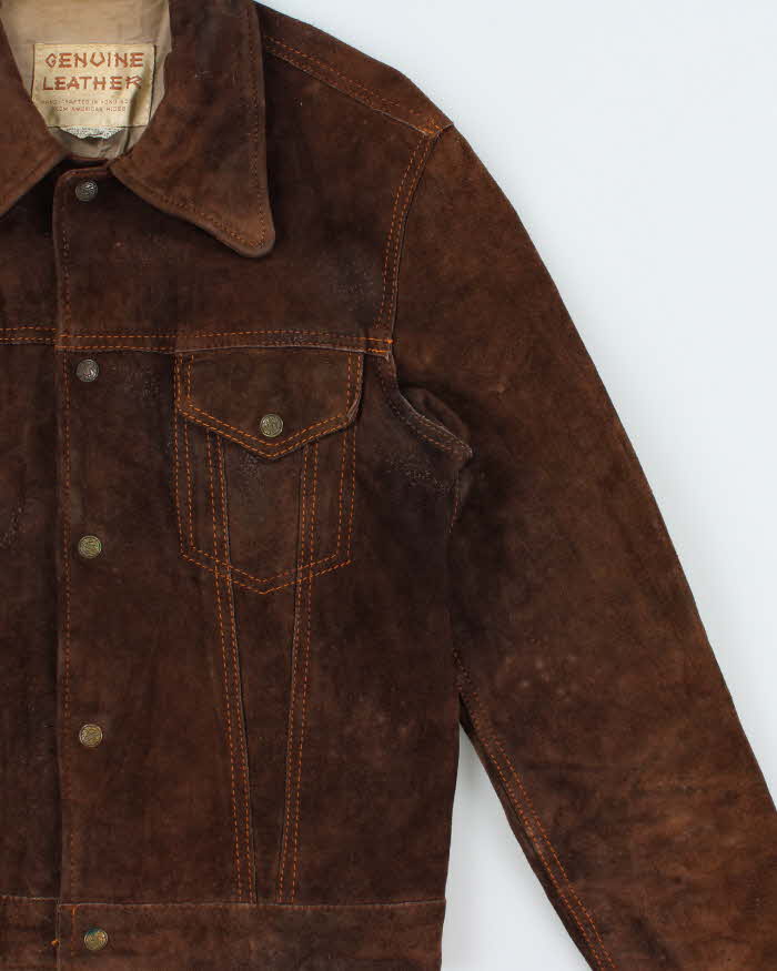 Vintage 1970s Hand Crafted American Hide Western Suede Jacket - M