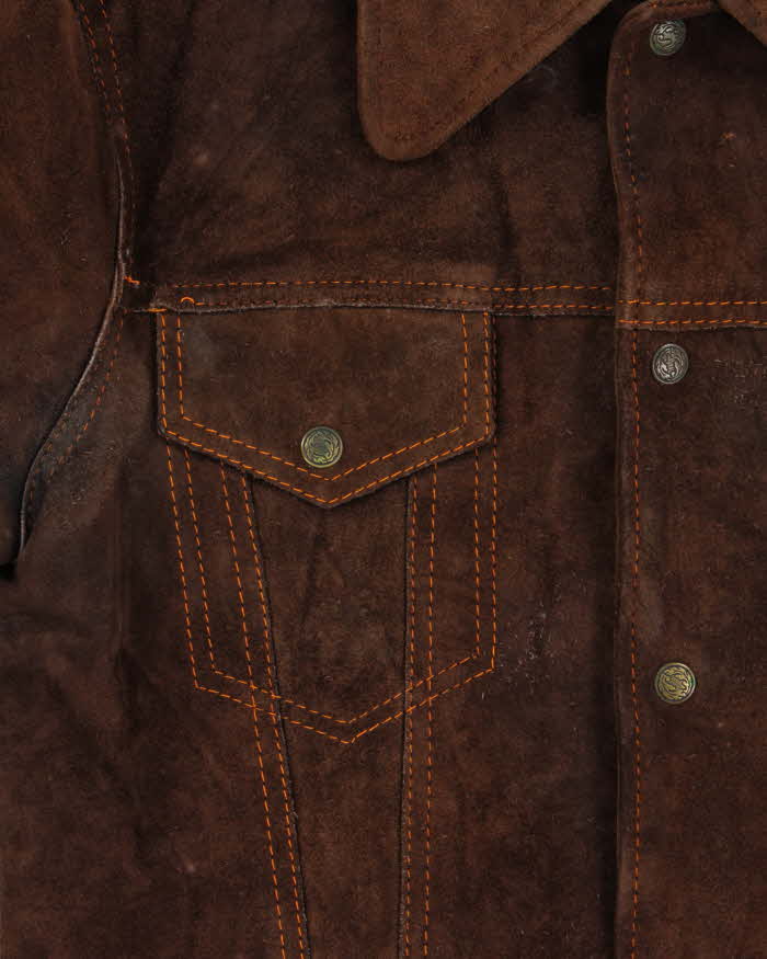 Vintage 1970s Hand Crafted American Hide Western Suede Jacket - M