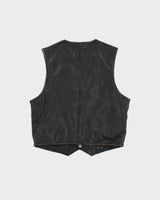 Vintage 1980s Levi's Leather Snap Button Waistcoat - M