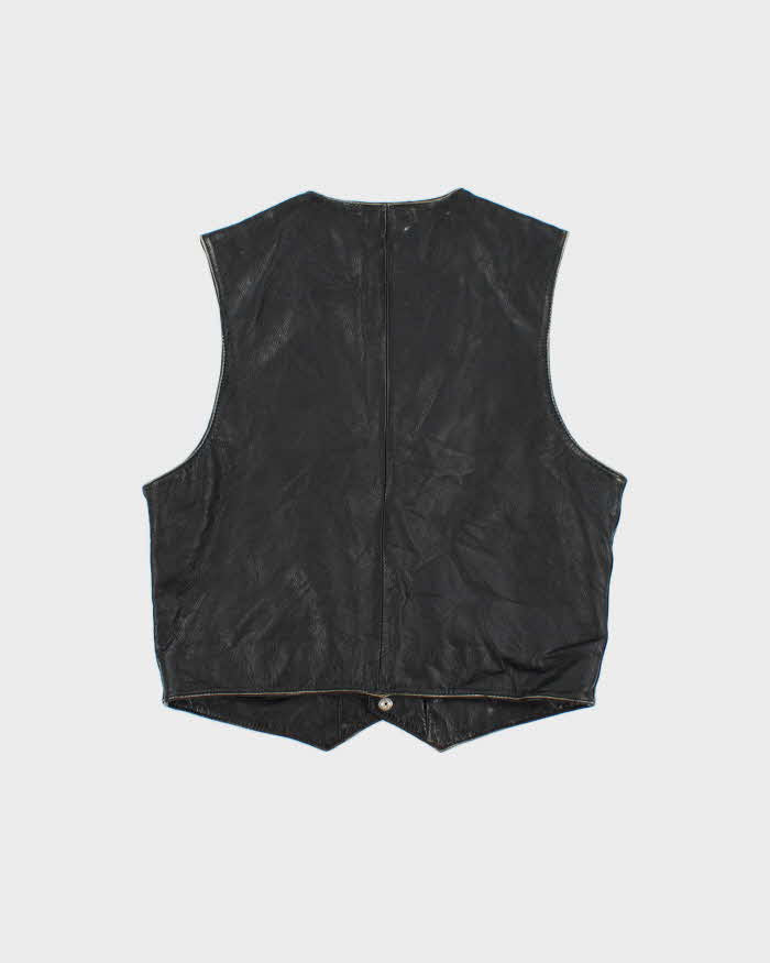 Vintage 1980s Levi's Leather Snap Button Waistcoat - M