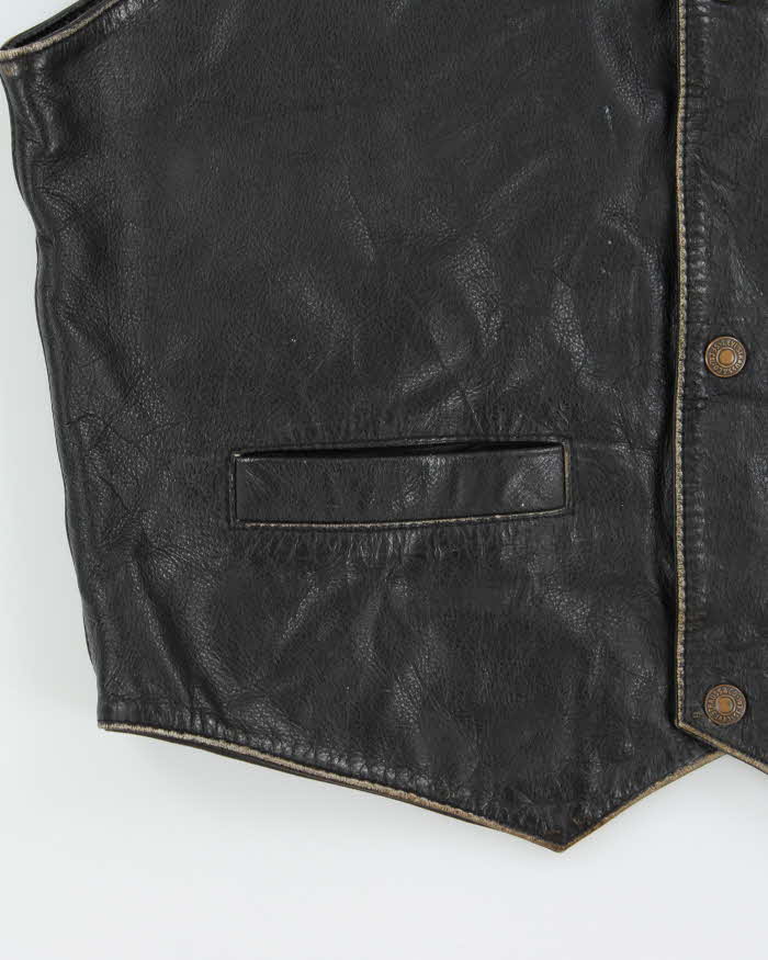 Vintage 1980s Levi's Leather Snap Button Waistcoat - M