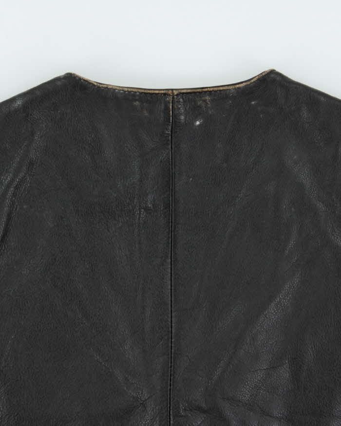 Vintage 1980s Levi's Leather Snap Button Waistcoat - M
