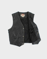 Vintage 1980s Levi's Leather Snap Button Waistcoat - M