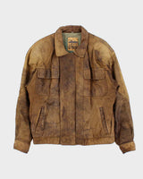 Vintage 1990s Outback Leather Patina Bomber Jacket - L