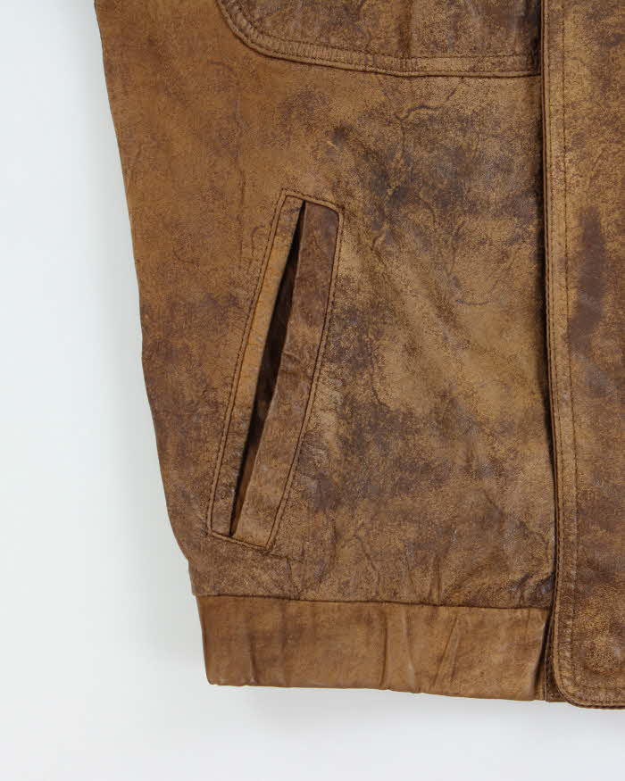 Vintage 1990s Outback Leather Patina Bomber Jacket - L