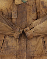 Vintage 1990s Outback Leather Patina Bomber Jacket - L