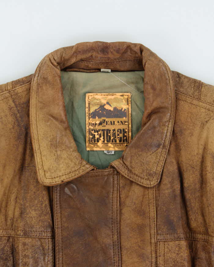 Vintage 1990s Outback Leather Patina Bomber Jacket - L
