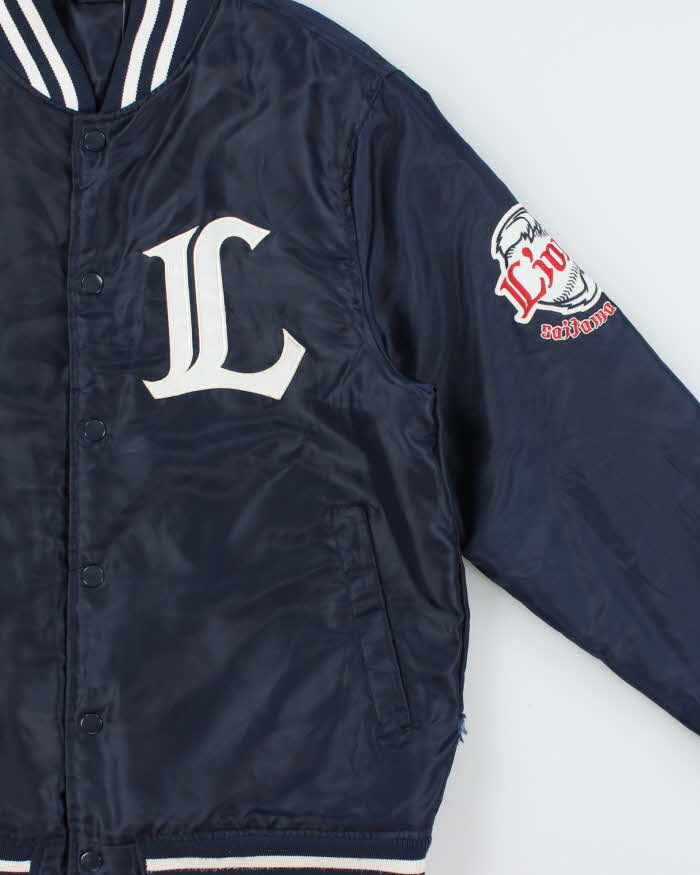 Vintage Y2K 00s Majestic Saitama Seibu Lions Satin Varsity Bomber Jacket - M