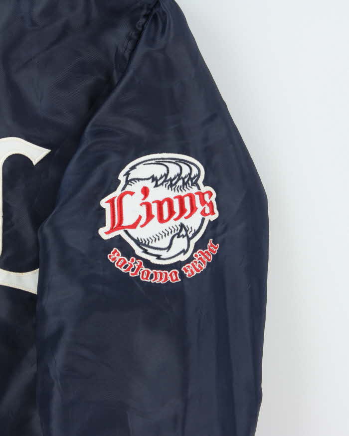 Vintage Y2K 00s Majestic Saitama Seibu Lions Satin Varsity Bomber Jacket - M