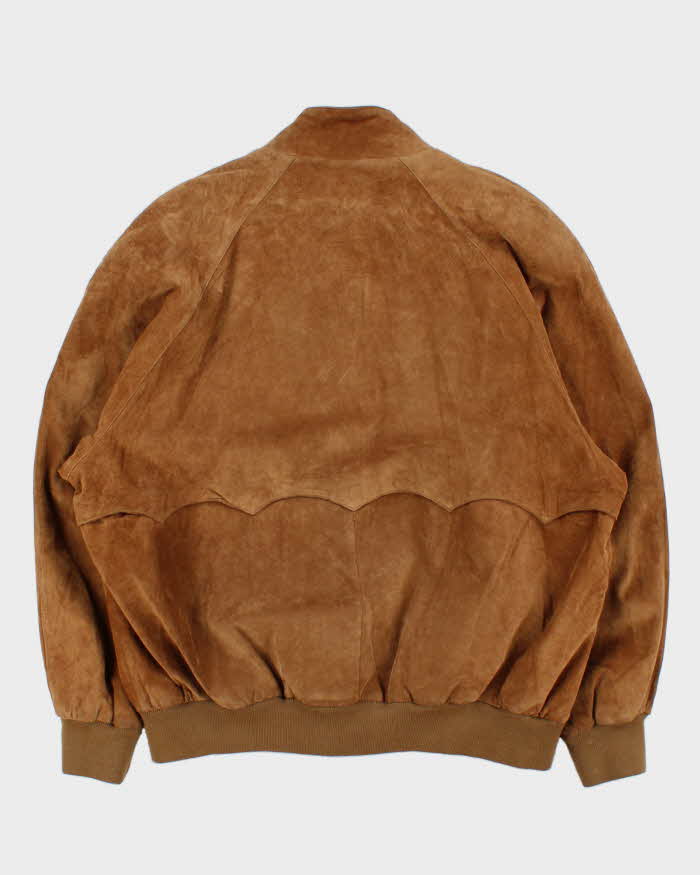 Vintage Y2K 00s Norm Thompson Tan Suede Bomber Jacket - XL