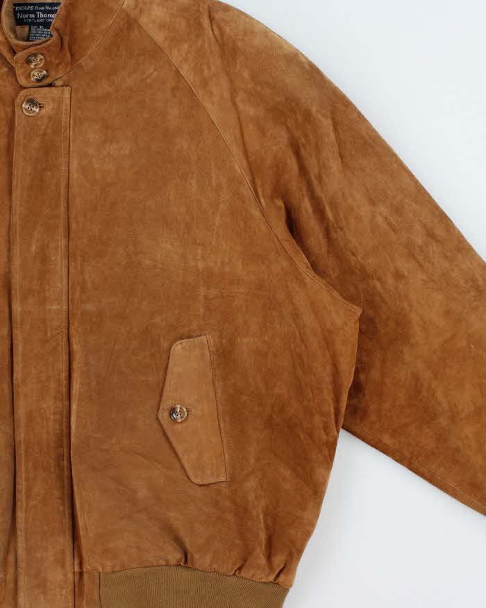 Vintage Y2K 00s Norm Thompson Tan Suede Bomber Jacket - XL