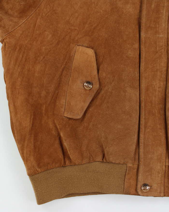 Vintage Y2K 00s Norm Thompson Tan Suede Bomber Jacket - XL