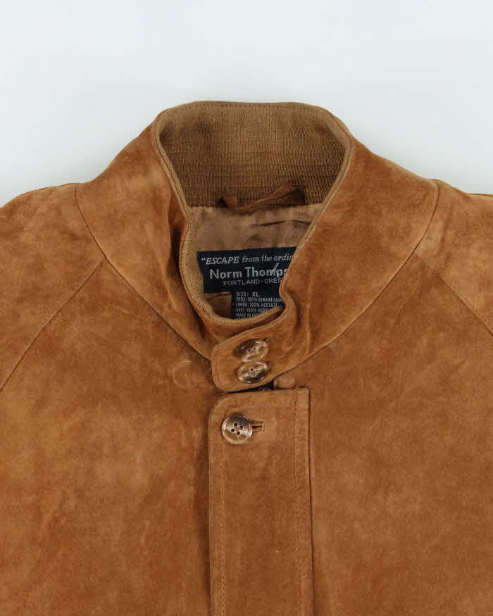 Vintage Y2K 00s Norm Thompson Tan Suede Bomber Jacket - XL