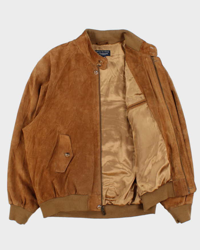 Vintage Y2K 00s Norm Thompson Tan Suede Bomber Jacket - XL