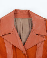 Vintage 1970s New England Sportswear Suede &amp; Leather Dagger Collared Jacket - L