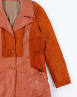 Vintage 1970s New England Sportswear Suede &amp; Leather Dagger Collared Jacket - L