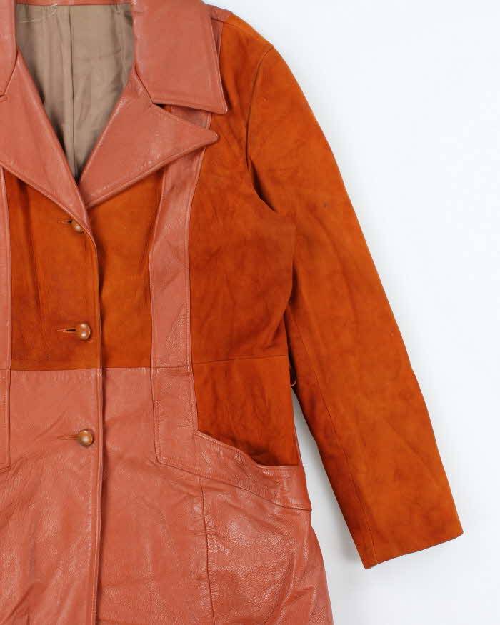 Vintage 1970s New England Sportswear Suede &amp; Leather Dagger Collared Jacket - L