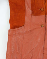 Vintage 1970s New England Sportswear Suede &amp; Leather Dagger Collared Jacket - L