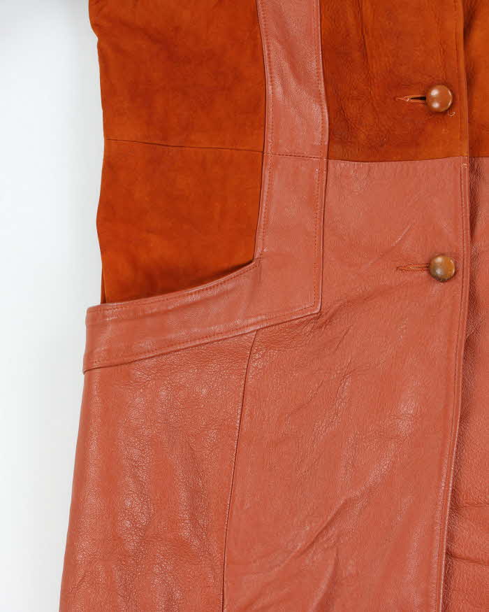 Vintage 1970s New England Sportswear Suede &amp; Leather Dagger Collared Jacket - L